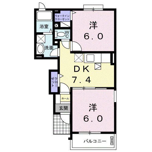 ベル小池I(2DK/1階)の間取り写真