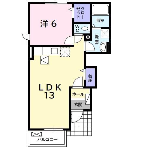 ウィルシャイン(1LDK/1階)の間取り写真