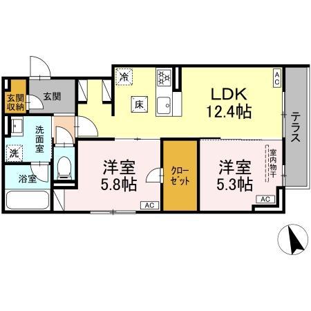 ディールーム分梅(3LDK/1階)の間取り写真