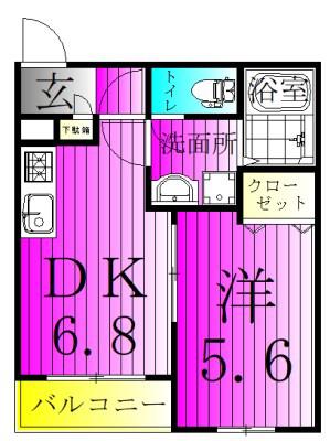 ジーメゾン東鎌ケ谷(1DK/3階)の間取り写真