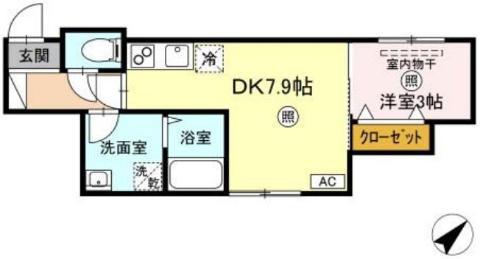 XEVO シグマ 沖野上(1DK/1階)の間取り写真