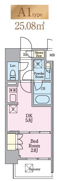 リビオメゾン木場(1DK/5階)の間取り写真