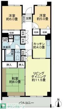 テレパレス船橋三咲A棟(3LDK/6階)の間取り写真