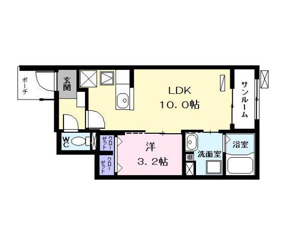 グランディール(1LDK/1階)の間取り写真