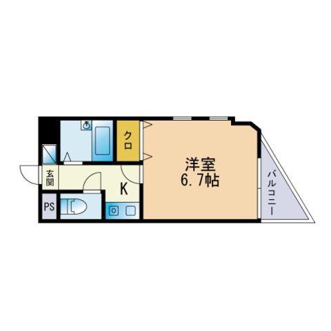 レジュール22(1K/6階)の間取り写真