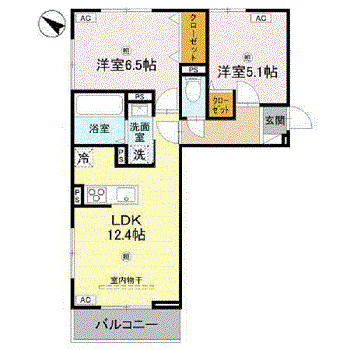 D-REGALO下馬S(2LDK/3階)の間取り写真