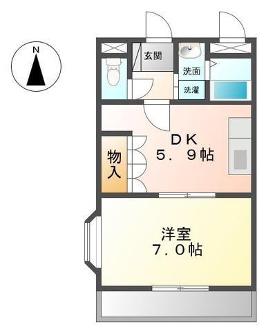 プランドール(1DK/1階)の間取り写真