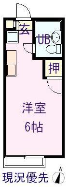 ハインハイツ小林B棟(ワンルーム/1階)の間取り写真