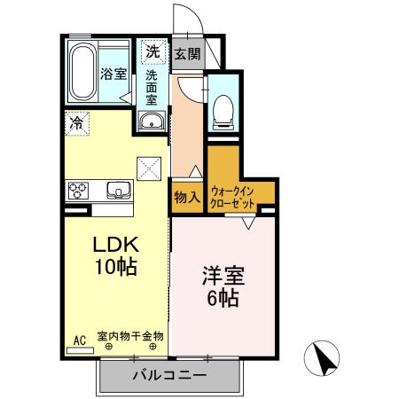 ジーウィズダム A棟(1LDK/1階)の間取り写真