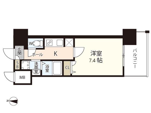 S-RESIDENCE国泰寺町一丁目(1K/15階)の間取り写真
