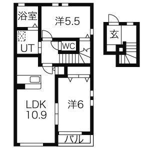アイシス V(2LDK/2階)の間取り写真