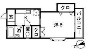ハイブリッジ湘南(1K/2階)の間取り写真