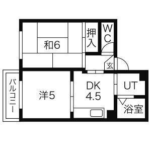 ファミール旭(2K/3階)の間取り写真