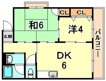アバント・コート大石東町(2DK/2階)の間取り写真