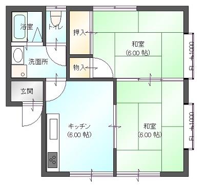 メゾン棟林(2K/1階)の間取り写真