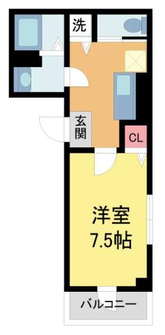 アムールグラン西宮(1K/2階)の間取り写真