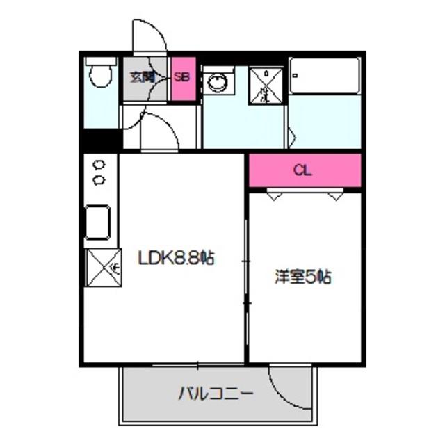S APT.蒲生四丁目(1LDK/3階)の間取り写真