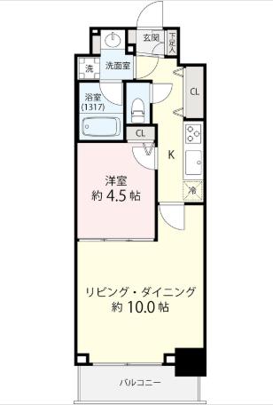 ミェーレ日本橋(1LDK/8階)の間取り写真