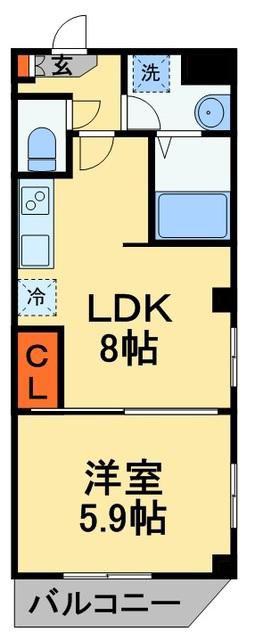 WILLIAMII(1LDK/4階)の間取り写真