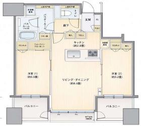 シティタワー大阪本町(2LDK/17階)の間取り写真