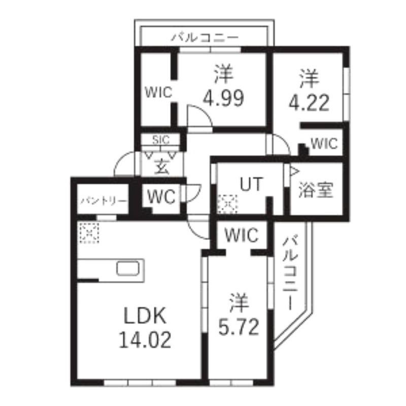 GA-二十四軒3-3MS A棟(3LDK/4階)の間取り写真