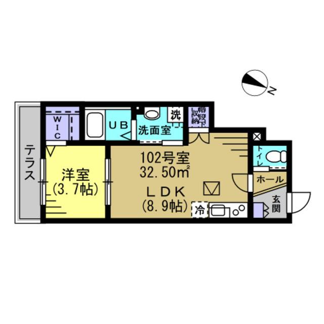 ハレレア南柏(1LDK/1階)の間取り写真