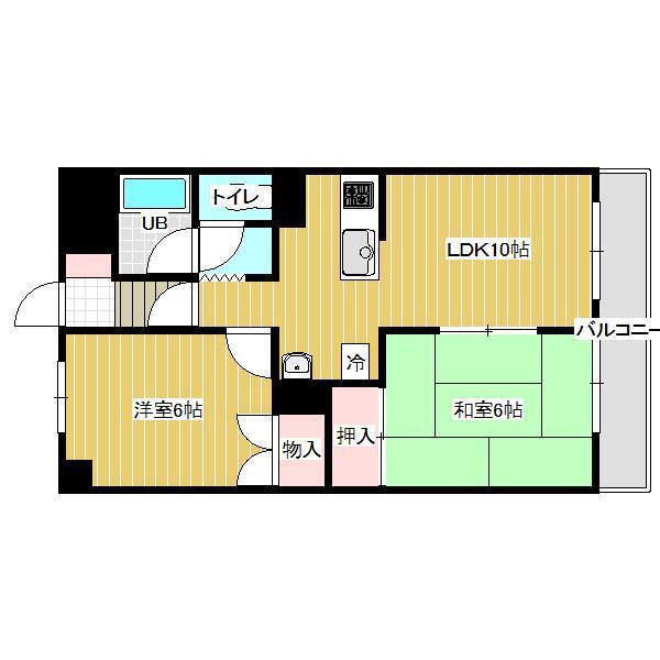 シュアヒルズII(2LDK/3階)の間取り写真