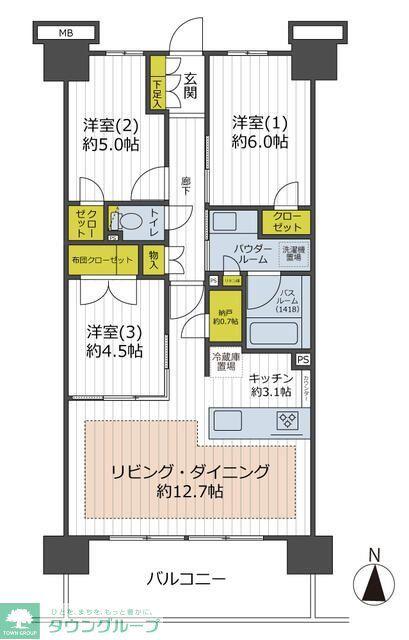 プレミスト船橋塚田(3LDK/4階)の間取り写真
