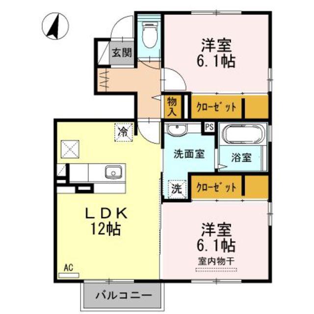 クローバーハウス F(2LDK/1階)の間取り写真