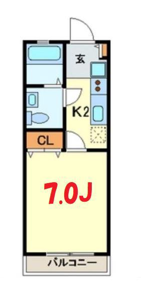 REGARO WADAMACHI(1K/2階)の間取り写真