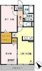 クレスト宇奈根(2LDK/2階)の間取り写真