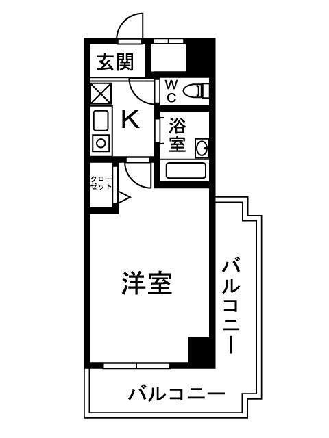 コートビュータワー(1K/5階)の間取り写真