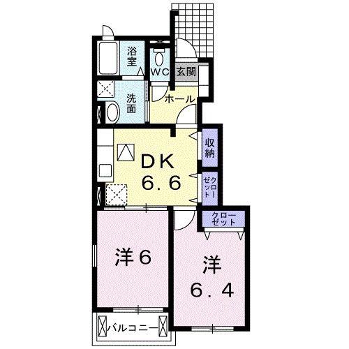SKプロムナード(2DK/1階)の間取り写真