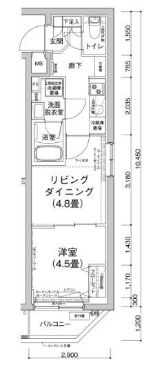 アイルプレミアム笹塚ウエスト(1DK/2階)の間取り写真