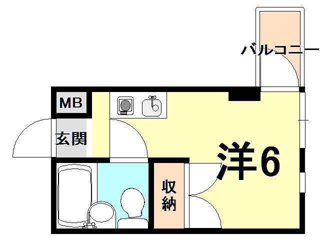 クエステート西宮(ワンルーム/2階)の間取り写真