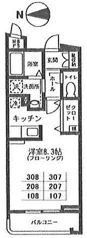 ビバグランデ光琳(1K/1階)の間取り写真