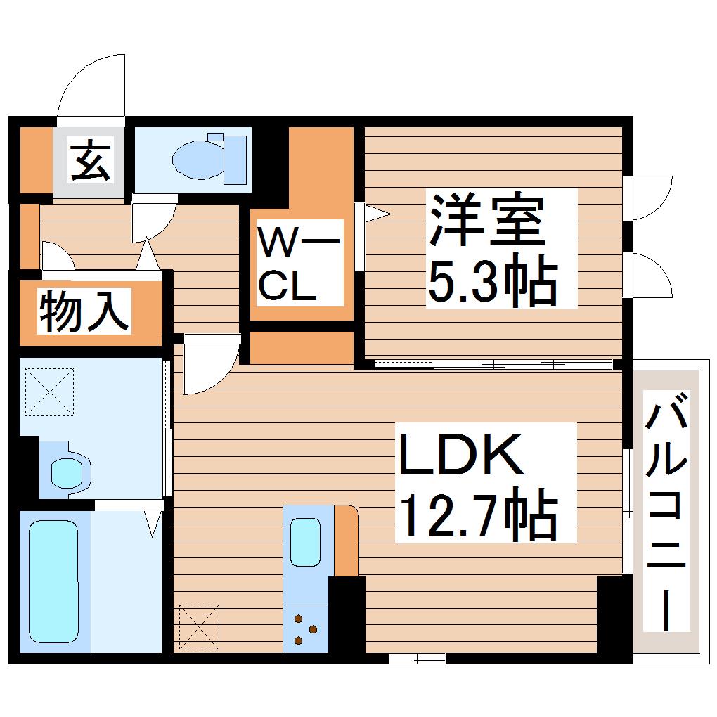 DーROOM FLAT(1LDK/2階)の間取り写真