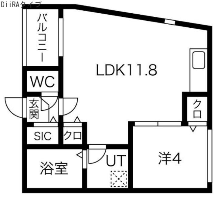 バンブーハウス平安通(1LDK/3階)の間取り写真