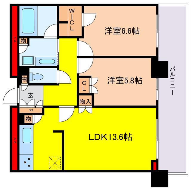 レジデンス梅田ローレルタワー(2LDK/5階)の間取り写真