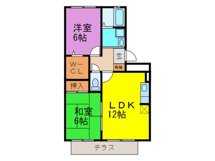 ボヌール籐(2LDK/1階)の間取り写真