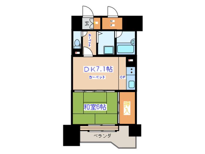 ライオンズマンション片平キャンパス(1DK/3階)の間取り写真