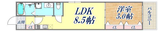 クリエオーレ福町Ⅱ(1LDK/3階)の間取り写真