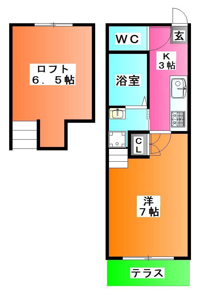 CASALEGAME(1K/1階)の間取り写真