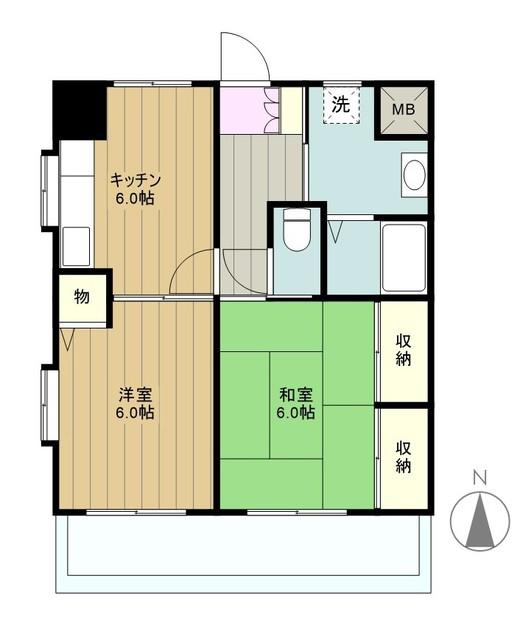 アクシスあざみ野(2DK/3階)の間取り写真
