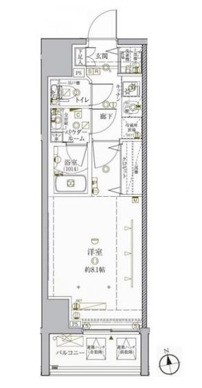 クレイシア秋葉原イースト(1K/4階)の間取り写真