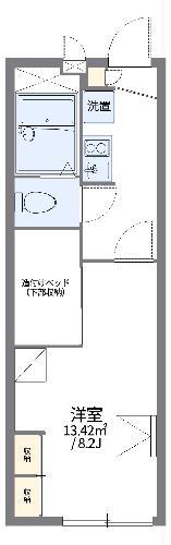 レオパレスエコハウス京華(1K/1階)の間取り写真