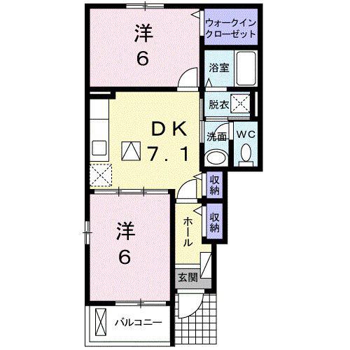 シエル クレールA(2DK/1階)の間取り写真