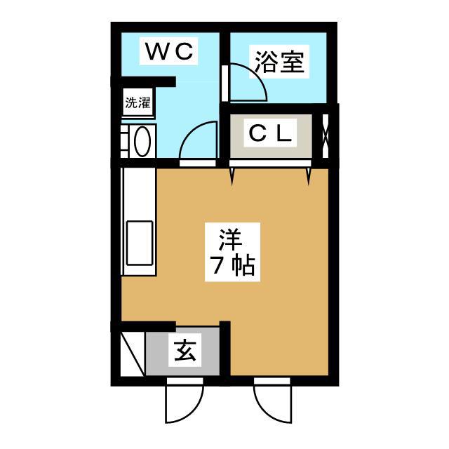 ホオルル(ワンルーム/1階)の間取り写真