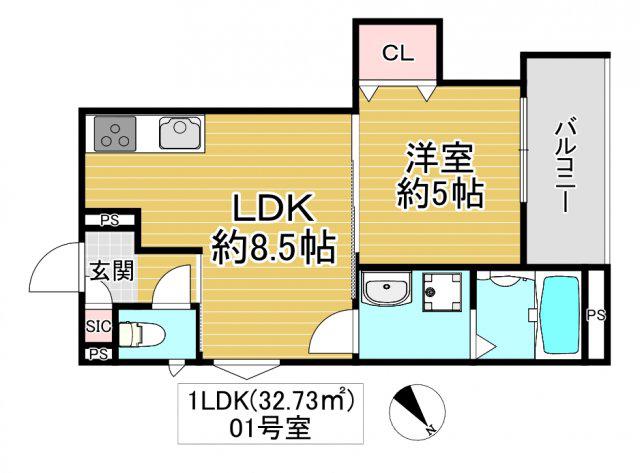 クリエオーレ茨田大宮III(1LDK/3階)の間取り写真
