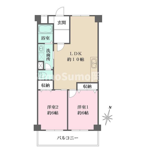 サンライフつちや(2LDK/3階)の間取り写真